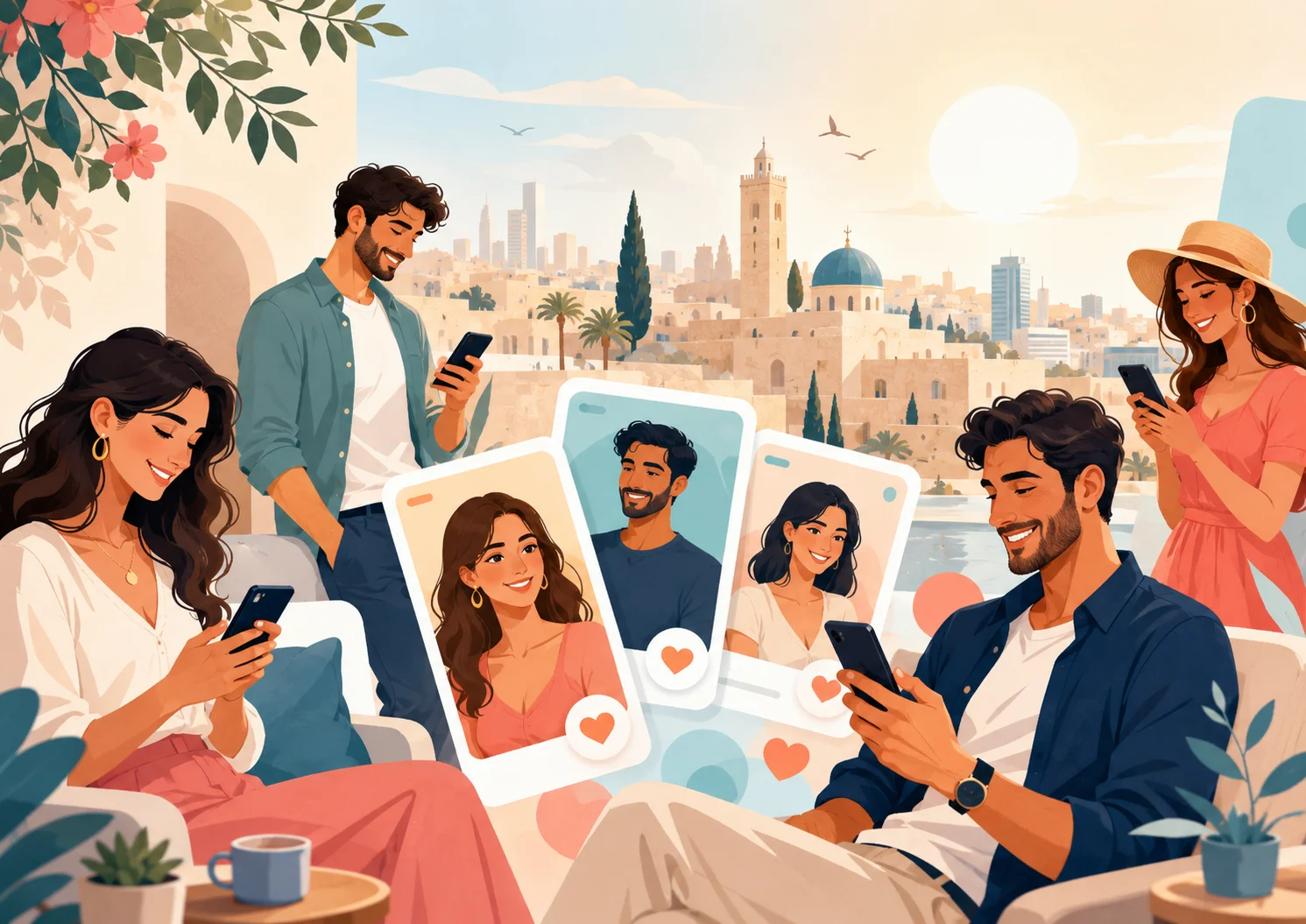 נשים וגברים משתמשים באתר הכרויות חינם בישראל